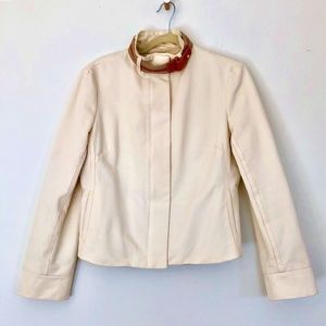 Vintage Loro Piana Jacket with tan and leather bell boy collar Size 44
